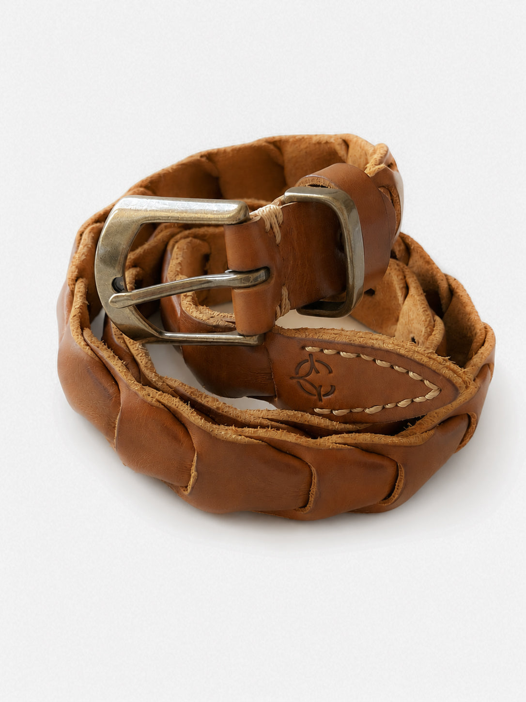 Weaved Leather Belt - Tan